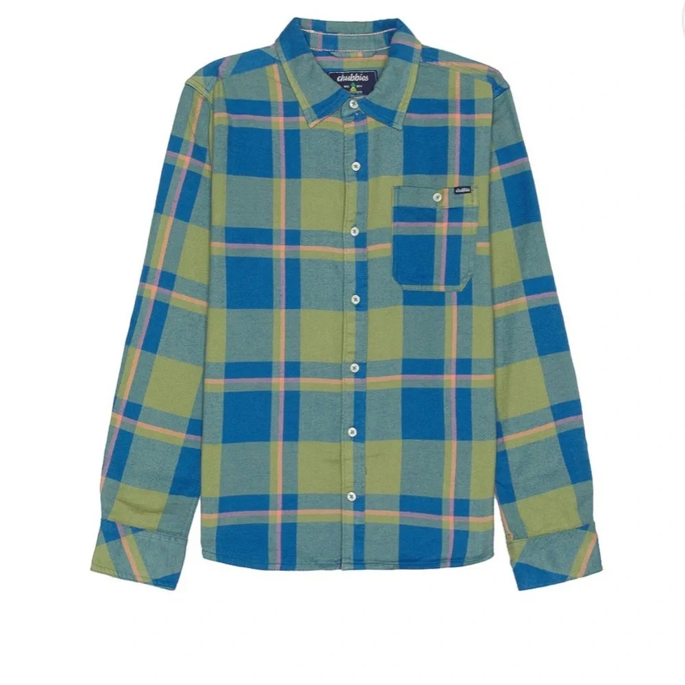 Chubbies Blue and Green Plaid Shirt